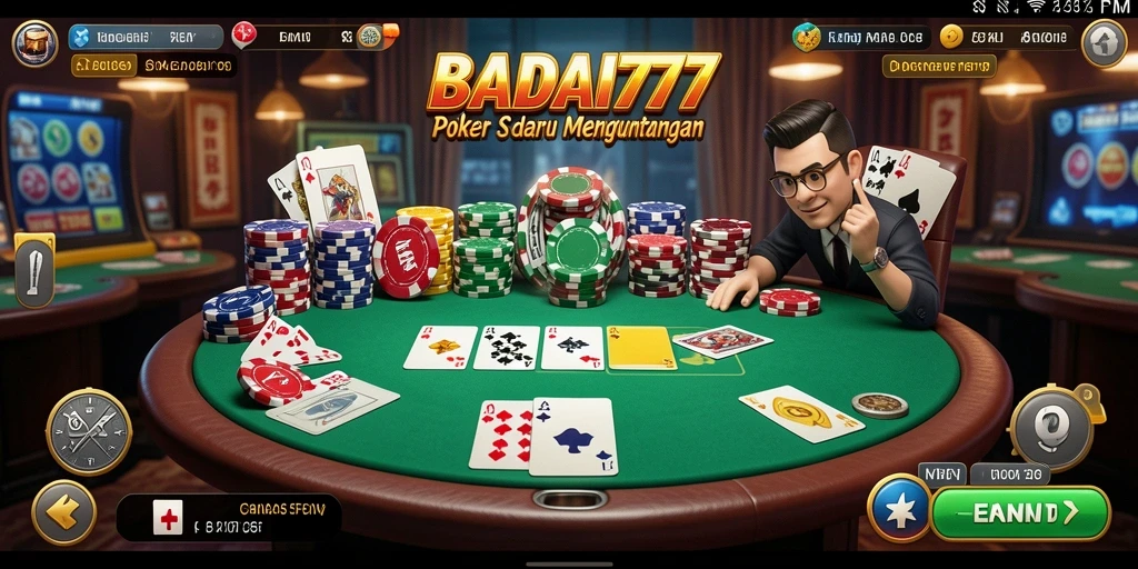 Screenshot menunjukkan momen seru dalam permainan Poker BADAI777.