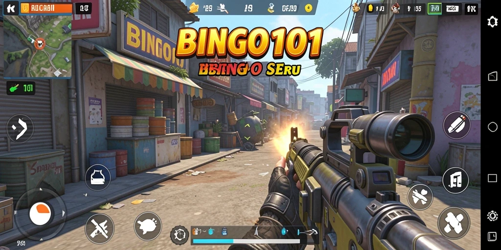 Tampilan gameplay BINGO101 yang mengasyikkan dan penuh warna.