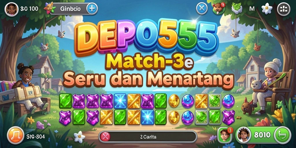 Gameplay menarik DEPO555 dengan teka-teki Match-3 yang seru.