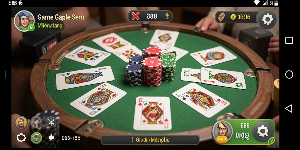 Tampilan gameplay E88 yang menarik saat bermain Gaple.