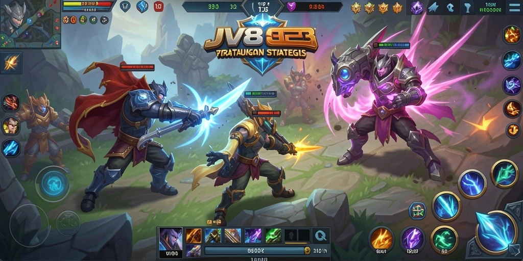 Tampilan seru kompetisi MOBA di JV88 dengan grafis menarik.