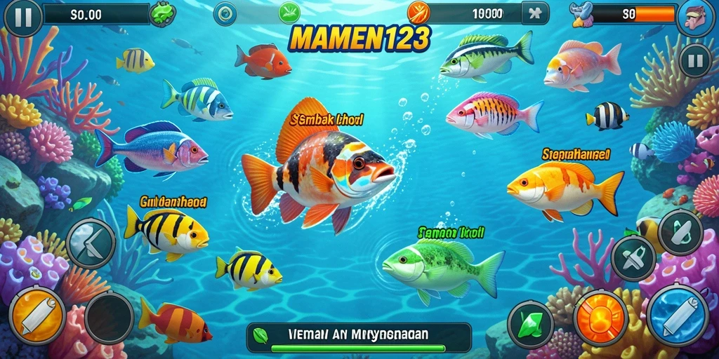 Gameplay seru MAMEN123 dalam aksi tembak ikan.