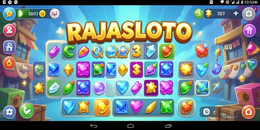 Tampilan gameplay menarik dari RAJASLOTO dengan banyak blok berwarna.
