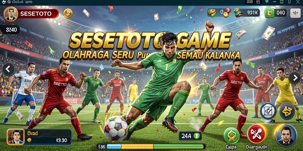 Screenshot utama SESETOTO menampilkan gameplay olahraga yang mendebarkan.